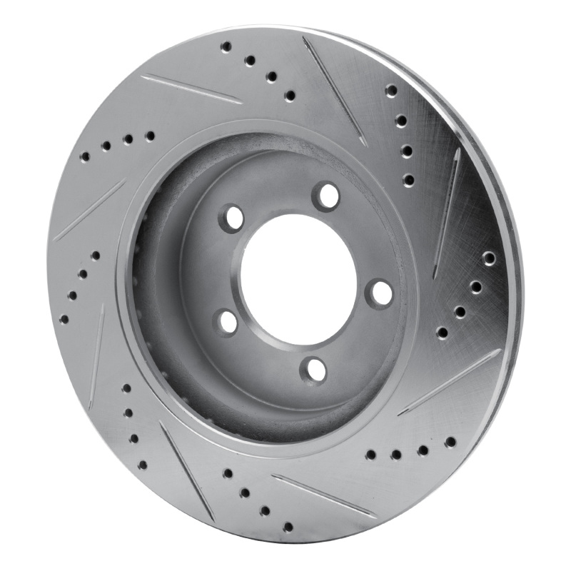 Ford Explorer Brake Rotor (1) - Front Left - R1 Concepts - Drilled & Slotted - Silver - `02-`05